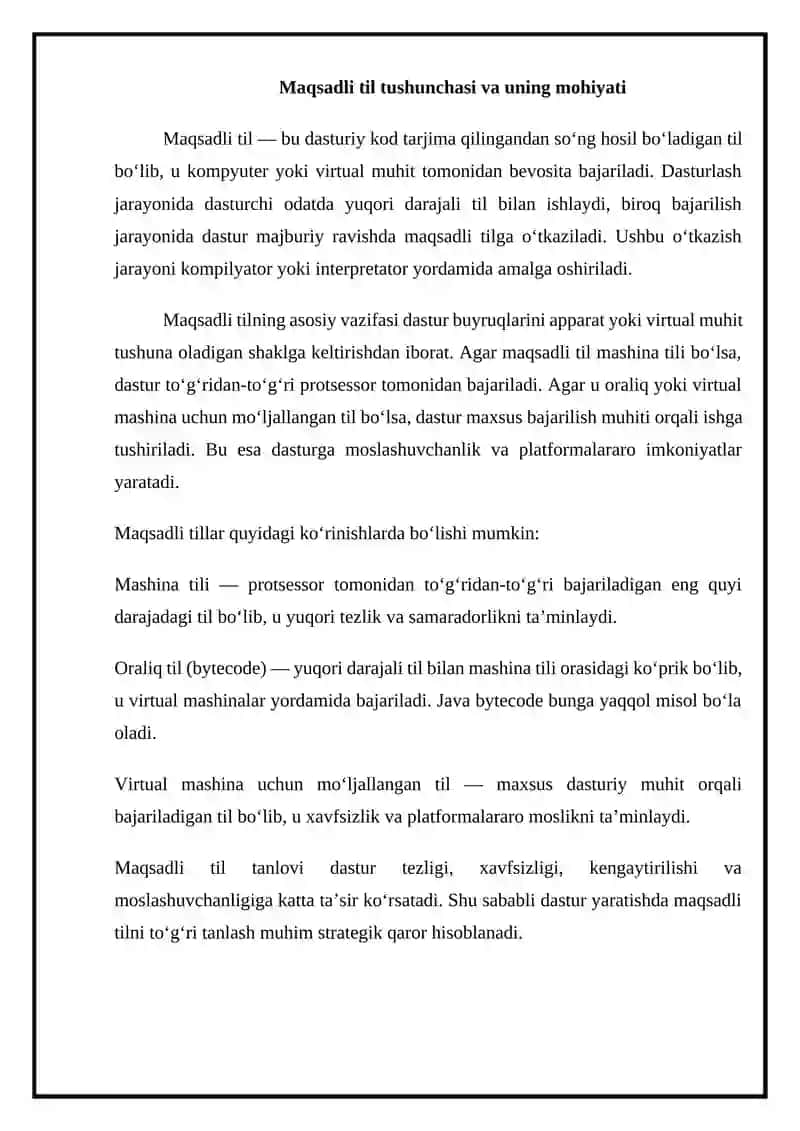 Maqsadli til va bajarilish muhiti 3