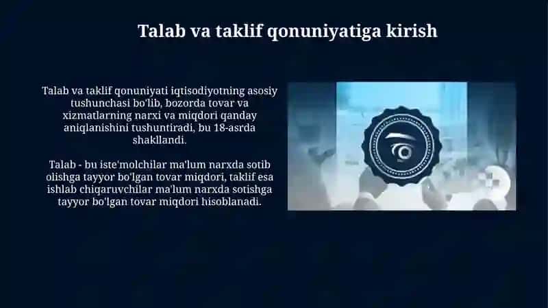 Talab va taklif nazariyasi. Bozor muvozanati 3
