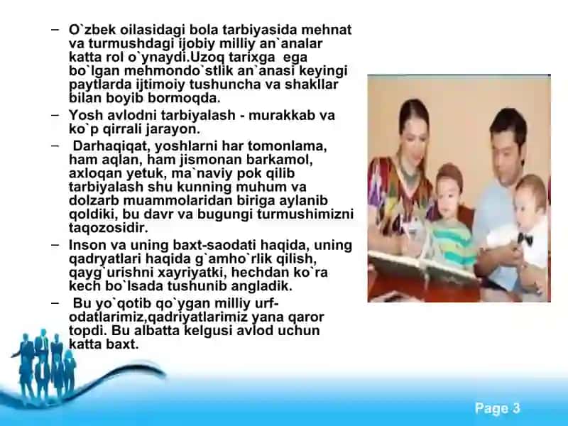 Oila - bolaning shaxs bo‘lib rivojlanishida ijobiy rol o‘ynovchi tizim sifatida 3