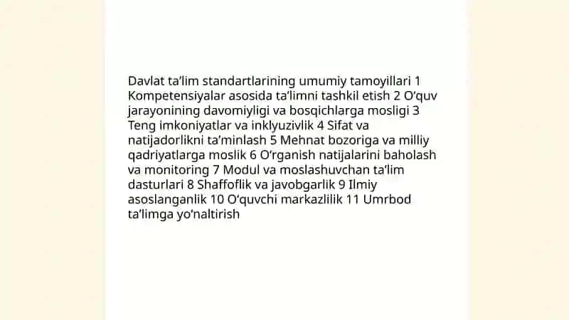 Davlat taʼlim standartlari, ish rejalari va ishchi dasturlar 3