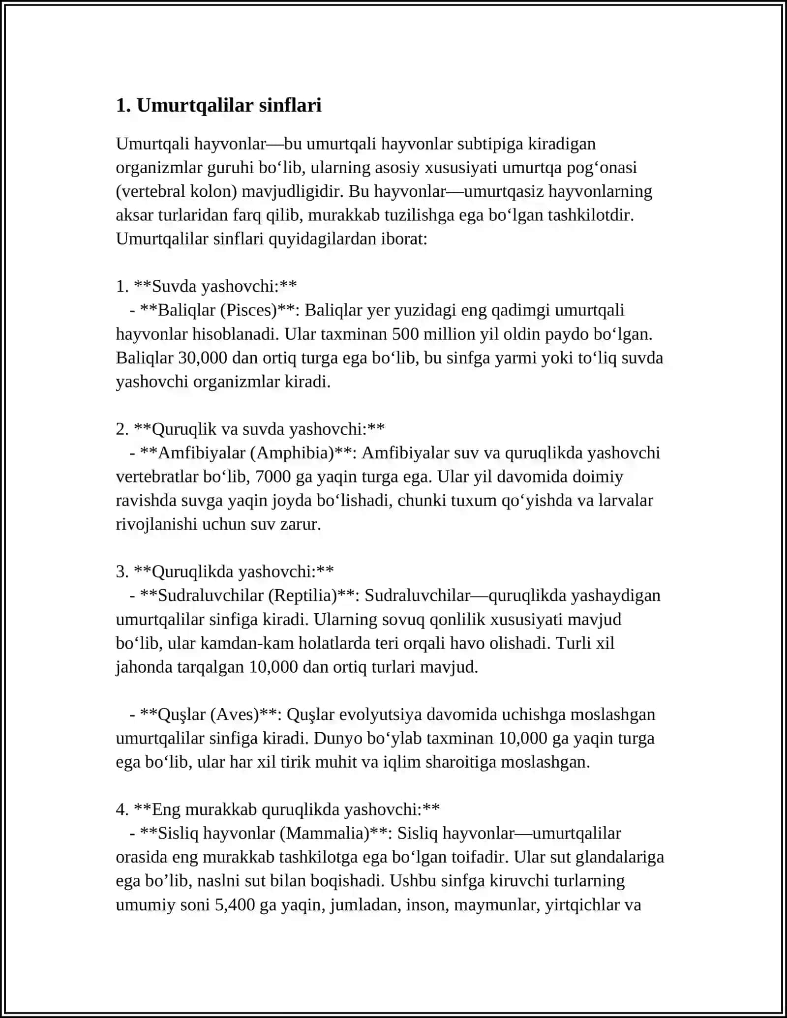 ZOOLOGIYA UMURTQALILAR 3