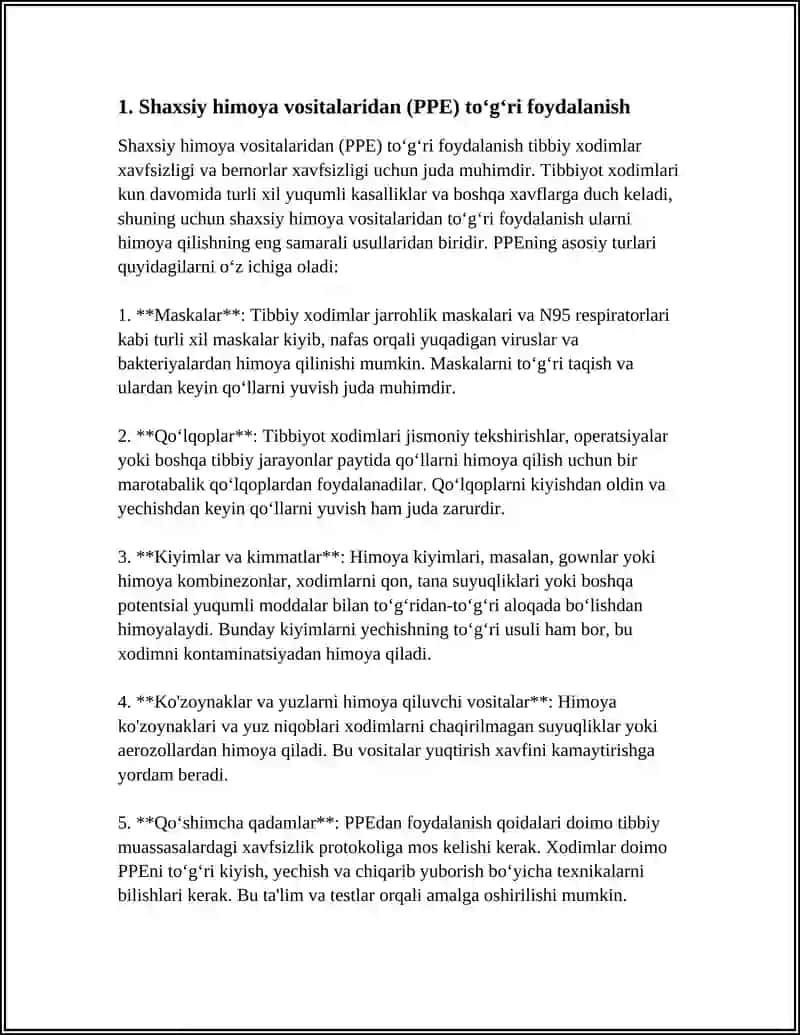 TIBBIY XODIMLAR XAVFSIZLIGI. BEMORLAR XAVFSZLIGI 3