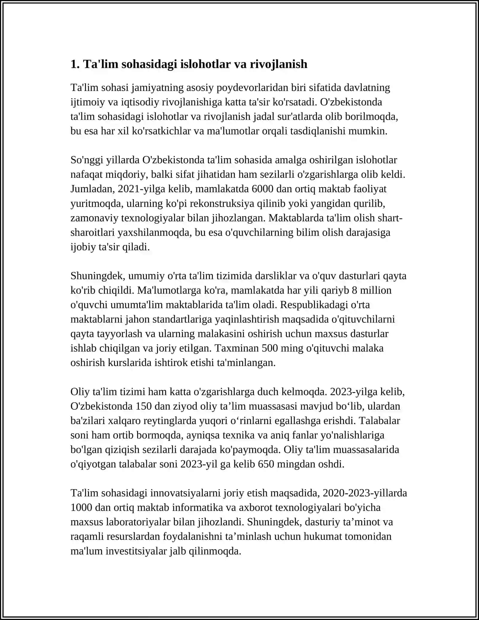 O‘ZBЕKISTONDA IJTIMOIY SOHADA AMALGA OSHIRILAYOTGAN O‘ZGARISHLAR MAZMUN VA MOHIYATI 3