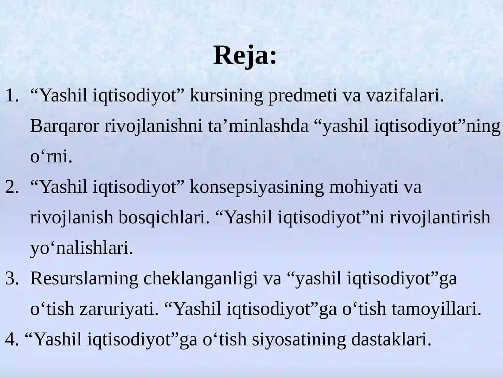 Yashil iqtisodiyot fani bo‘yicha taqdimot 3