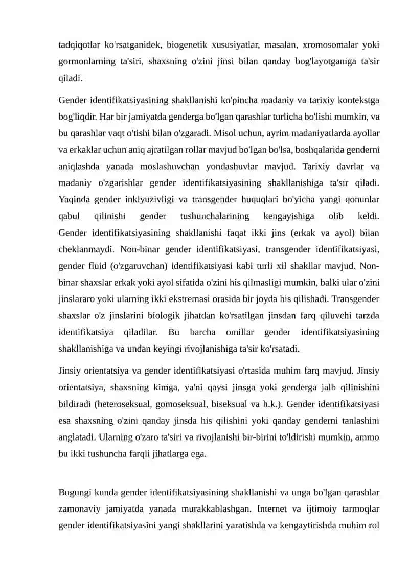 GENDER IDENTIFIKATSIYANI SHAKLLANGANLIK DARAJASINI ANIQLOVCHI OMILLAR 3