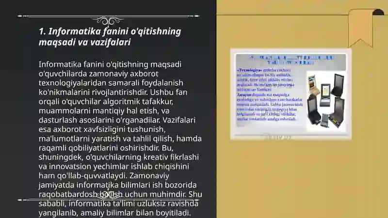 Informatika fanini o'qitishning maqsadi va vazifalari 3