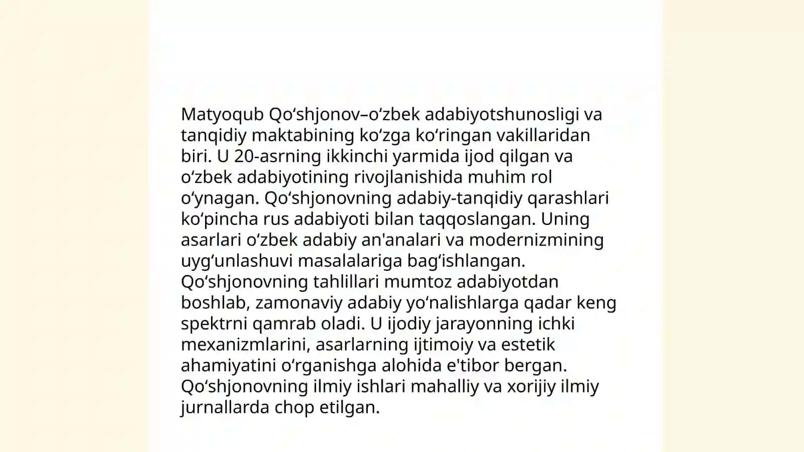 Matyoqub Qoʻshjonovning adabiy tanqidiy qarashlari 3