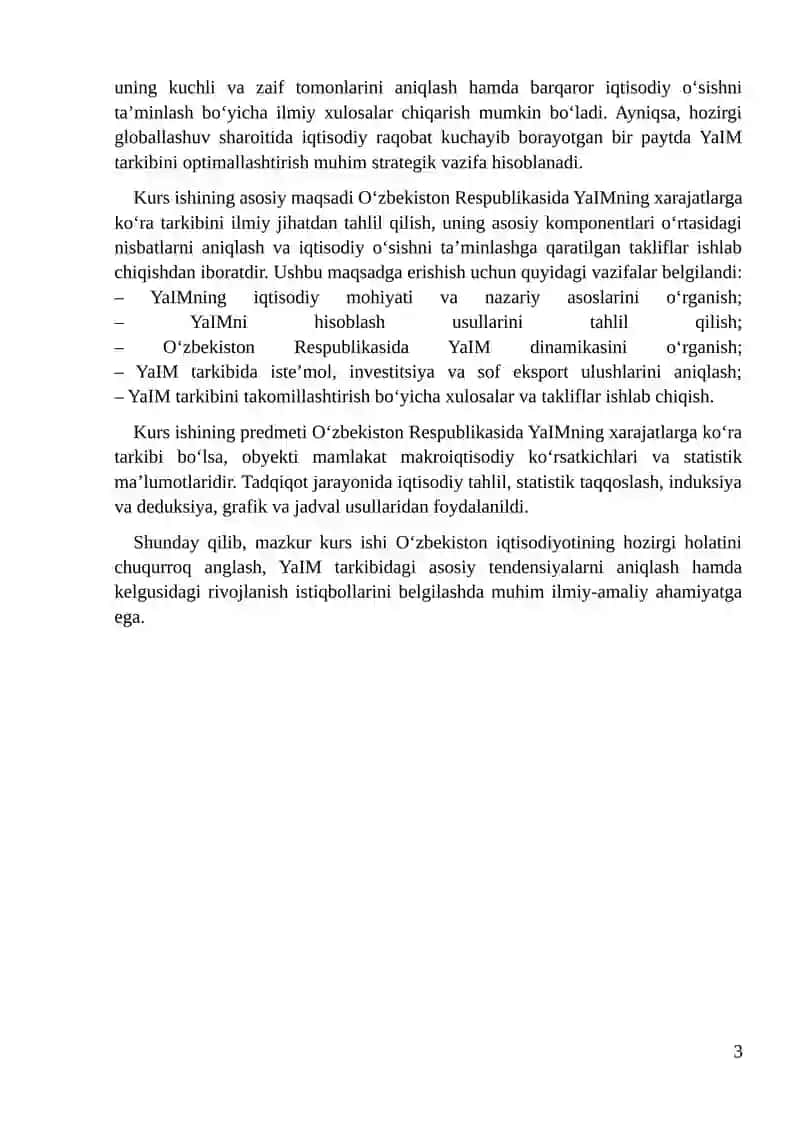 O‘zbekiston Respublikasida YaIMning xarajatlarga ko‘ra tarkibi tahlili 3