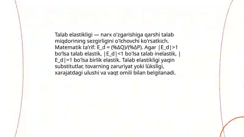 Talab va taklif elastikligi 3