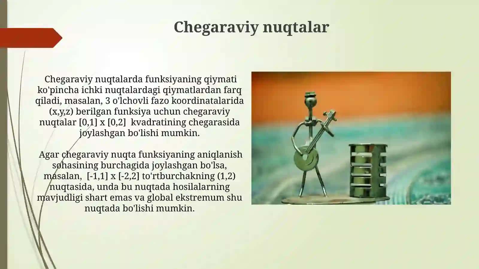 Koʻp oʻzgaruvchilik funksiyaning ekstrimum qiymatlari. Ekstrmumning zaruriy va yetarli shartlari 3