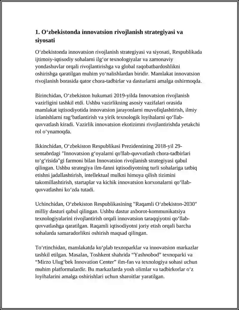 Oʻzbekistoning Ijtimoiy Iqtisodiy Sohalari Inavtsion Rivojlantirish Odimlari 3