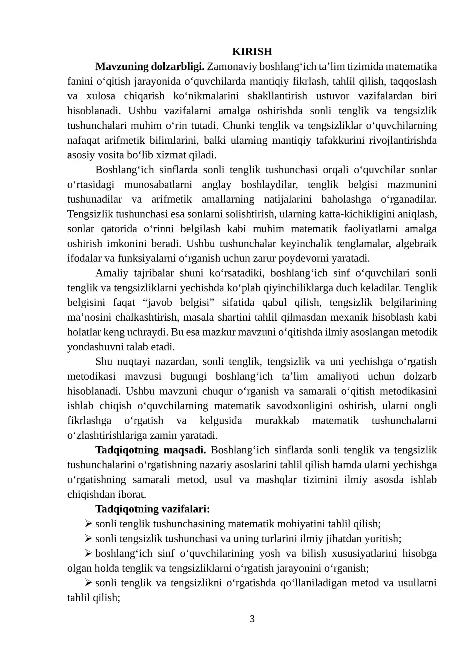 SONLI TENGLIK, TENGSIZLIK VA UNI YECHISHGA O‘RGATISH METODIKASI 3