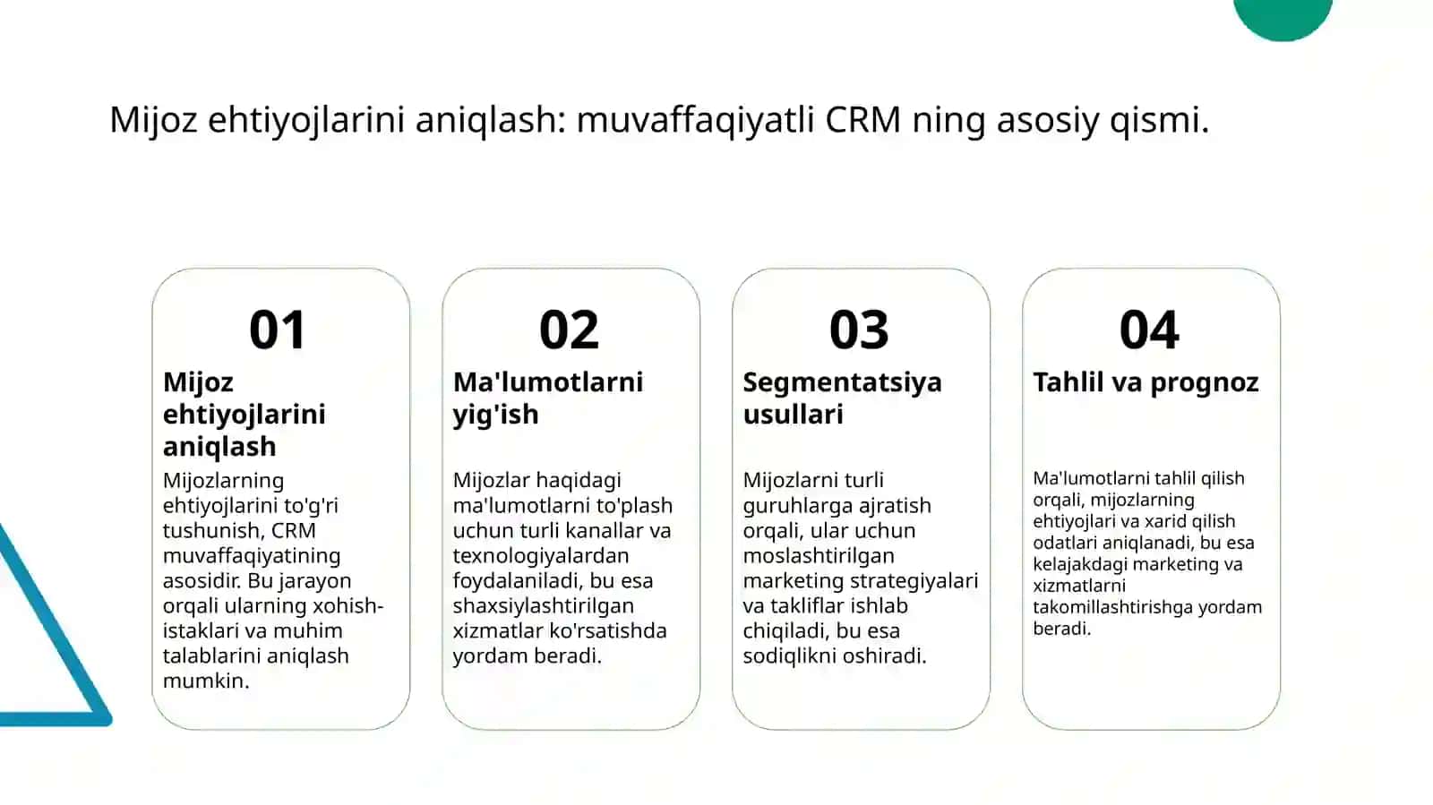 Bozorda mijozlar bilan munosabatlarni boshqarish 3