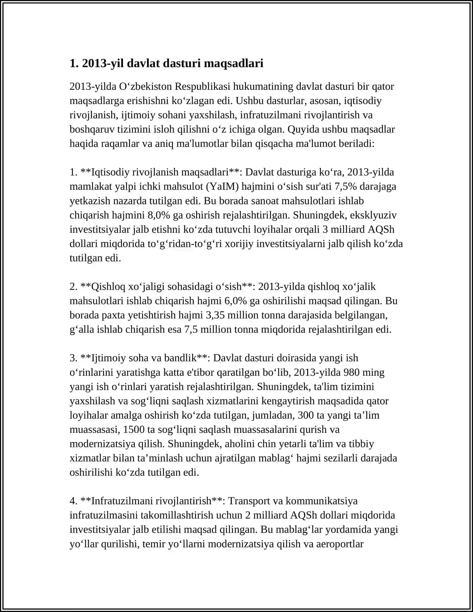 MUSTAQIL ISH Mavzu: 2013 - 2014 YILLAR DAVLAT DASTURI VA PUL MABLAGI 3
