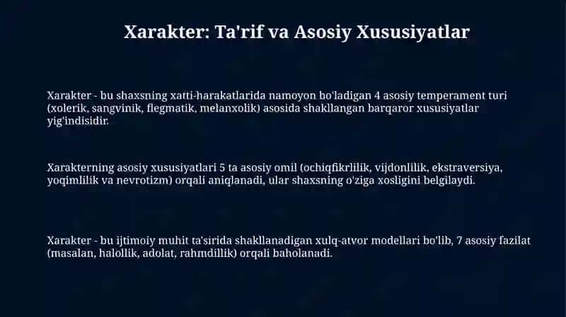 Xarakter va uning psixologik tavsifi 3