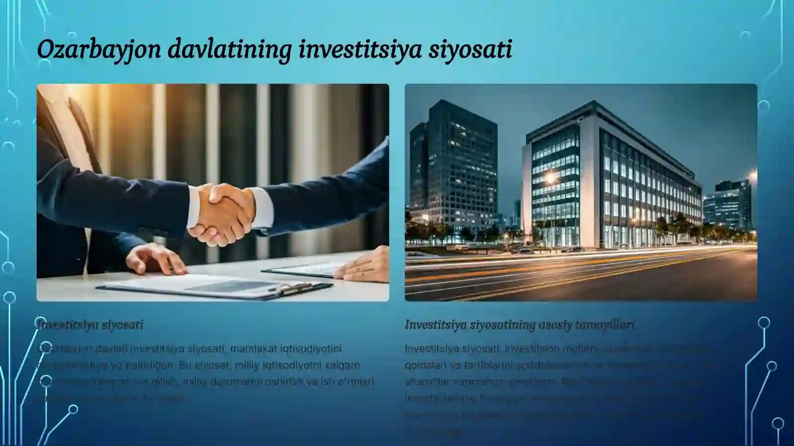Investitsiya Faoliyatidan Tayyorlagan Taqdimoti 3