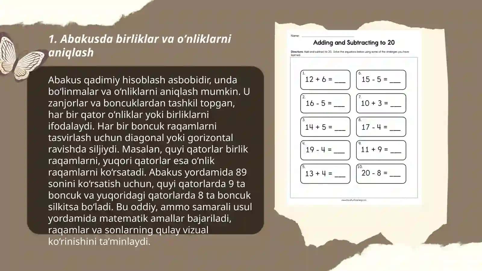 Abakusda birliklar va oʻnliklarni ifodalash 3
