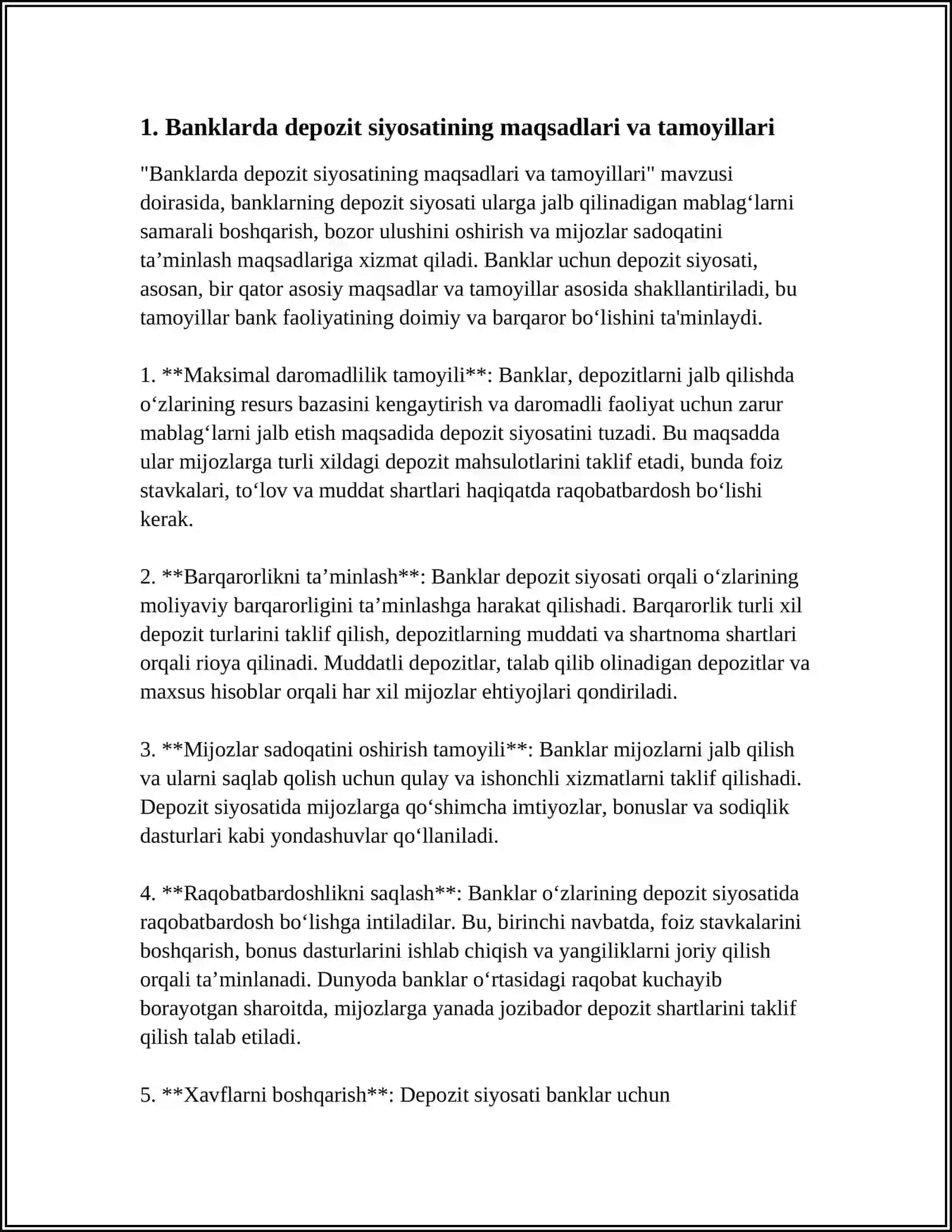 BANKLARDA DEPOZIT SIYOSATINI SHAKLLANTIRISH 3