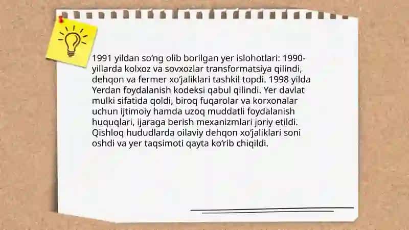 Mustaqillik yillarida qishloq xo‘jaligi va sanoat sohasidagi o‘zgarishlar 3