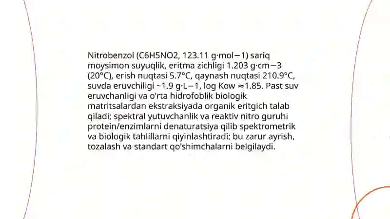 Nitrobenzol, biologik ob`yektlardan ajratib olish va tahlil usullari 3