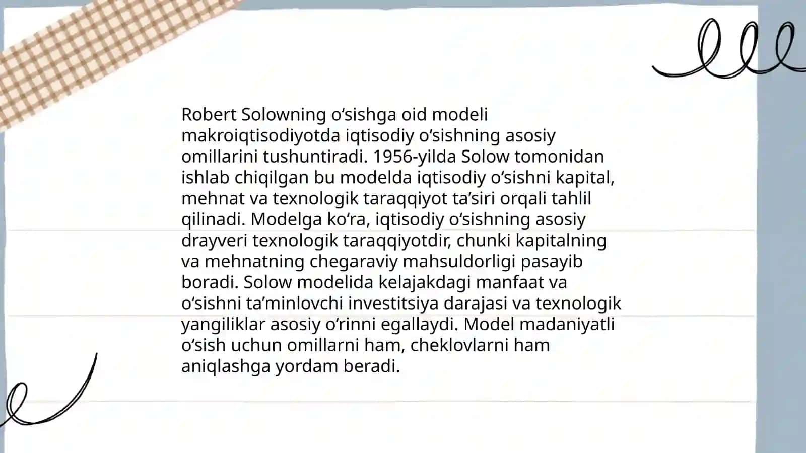 Robert Solouning o‘sish modeli 3