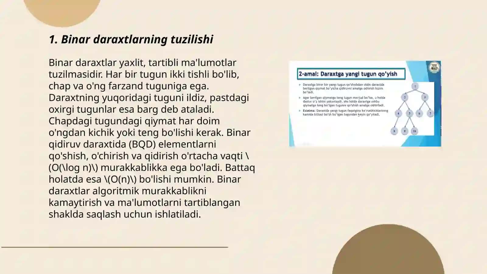 Binar daraxtlar va ular ustida amallar 3