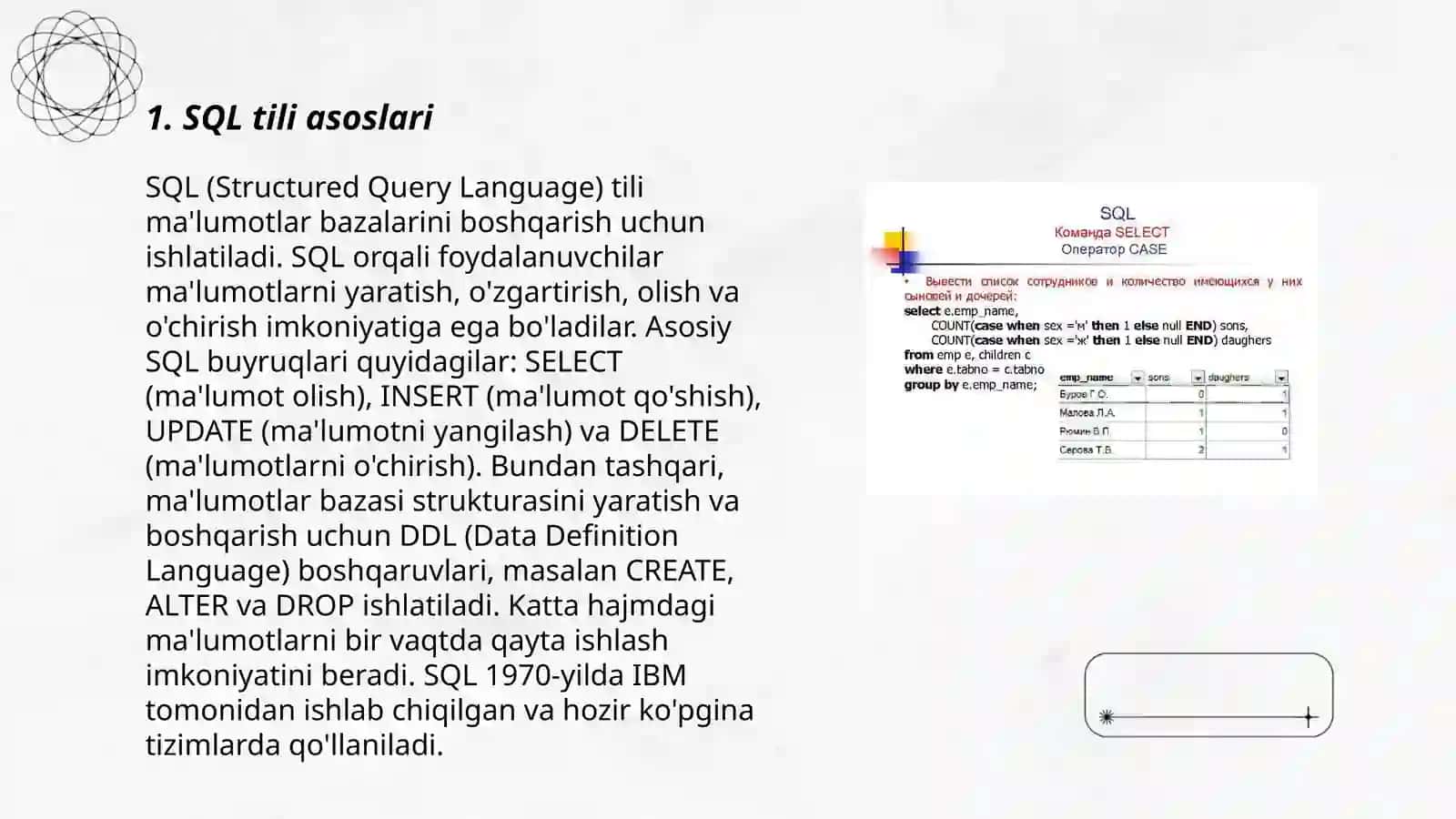 SQL tili va SQL operatorlarini yozish 3