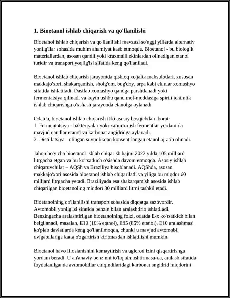 Bioetanol ishlab chiqarish va qo'llanilishi 3