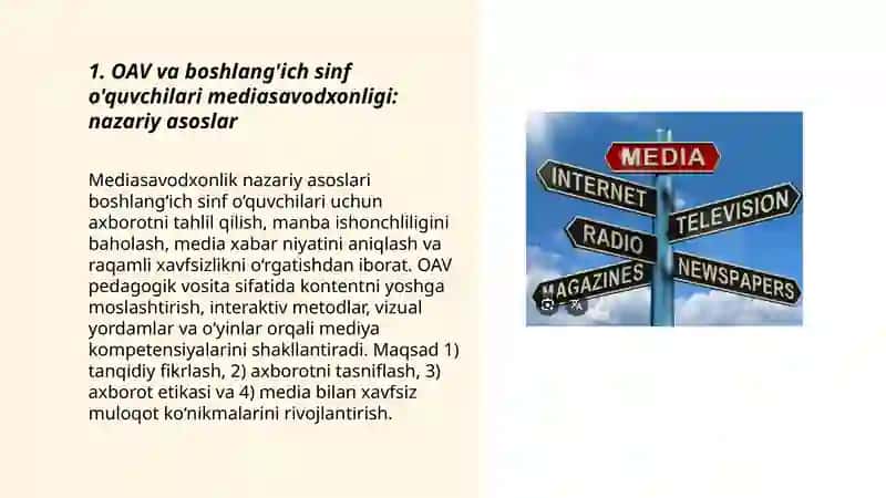 OAV va boshlang'ich sinf o'quvchilari mediasavodxonligi: nazariy asoslar 3