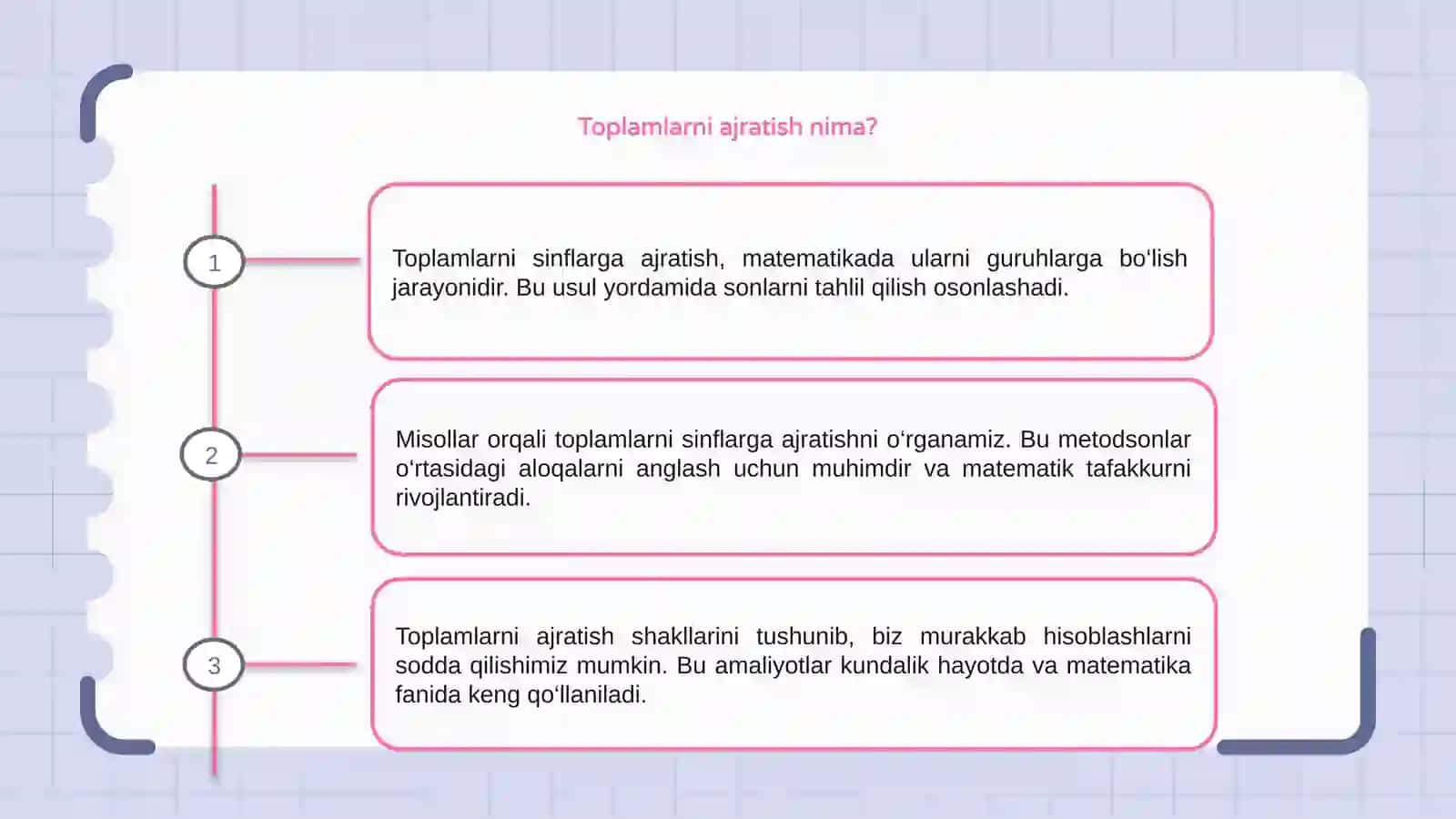 Toplamlarni sinflarga ajratishga oid misollar 3