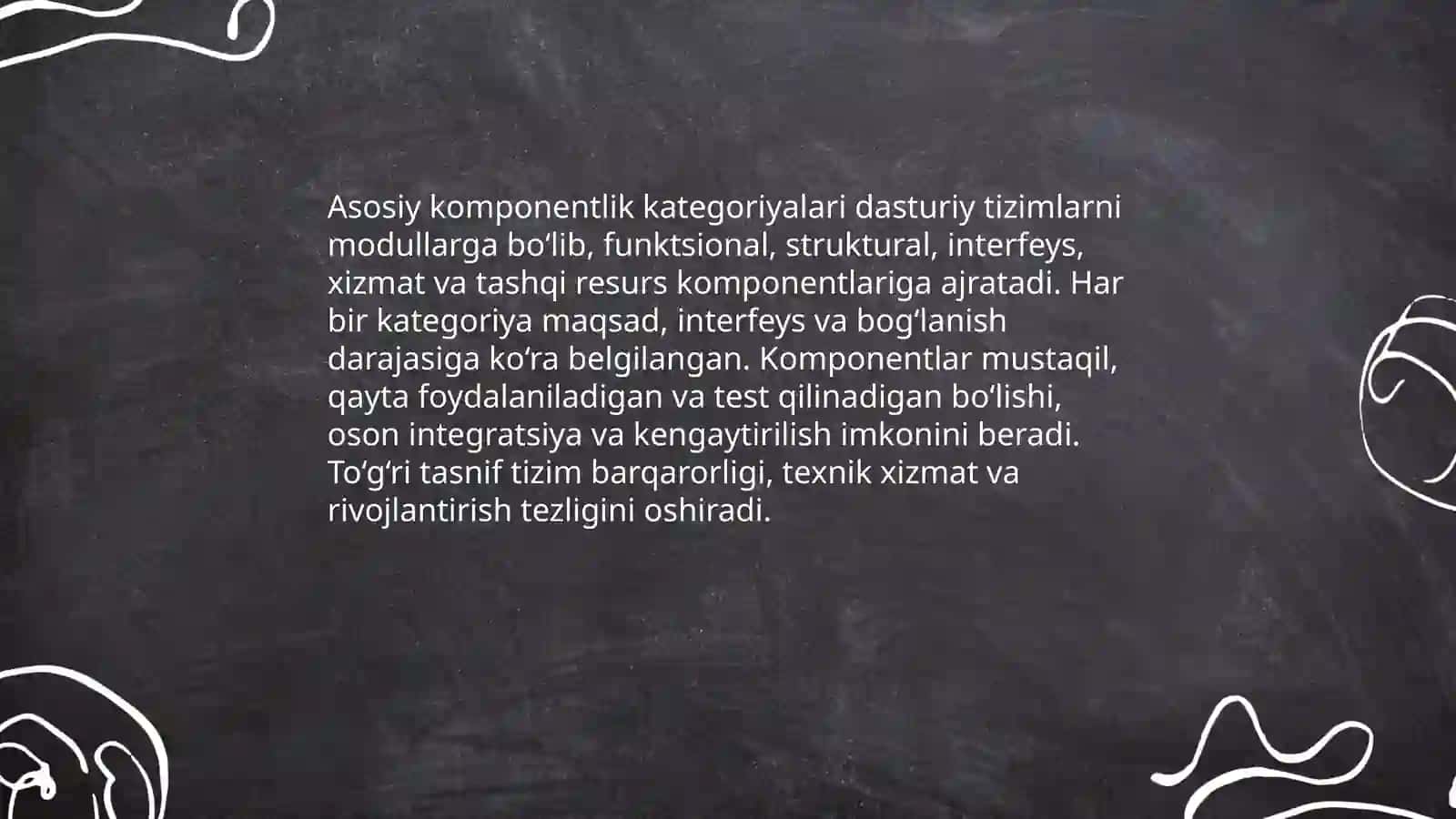 Asosiy komponentlik kategoriyalarning tavsifi 3