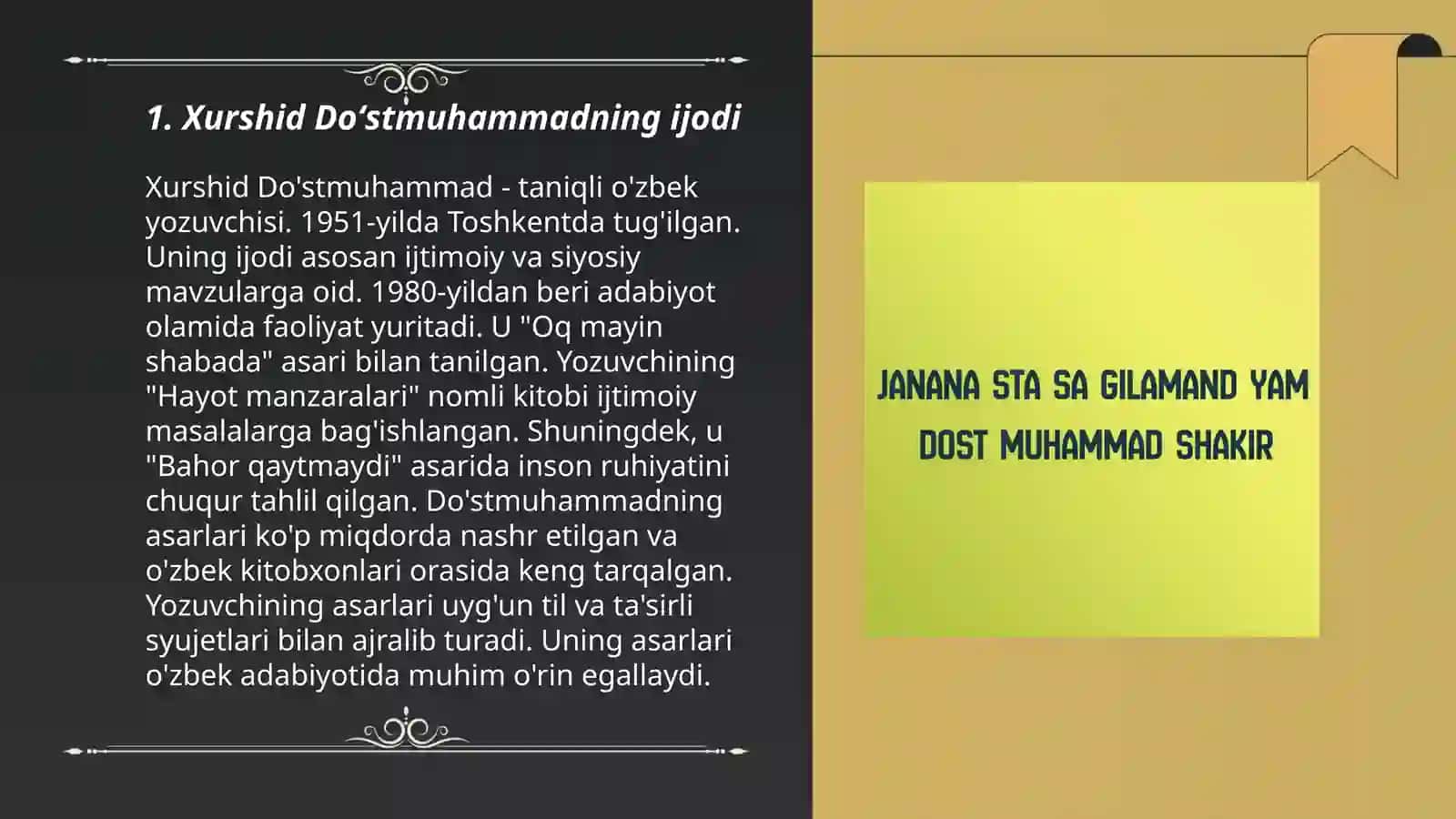 Xurshid Doʻstmuhammad. Donishmand Szif 3