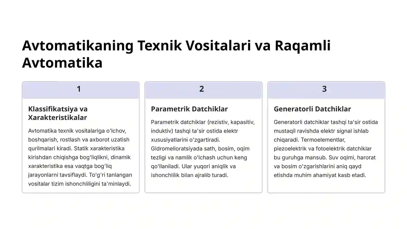 Gidromelioratsiya sohasi bo‘yicha ishlab chiqarish jarayonlarini avtomatlashtirish masalalari 3