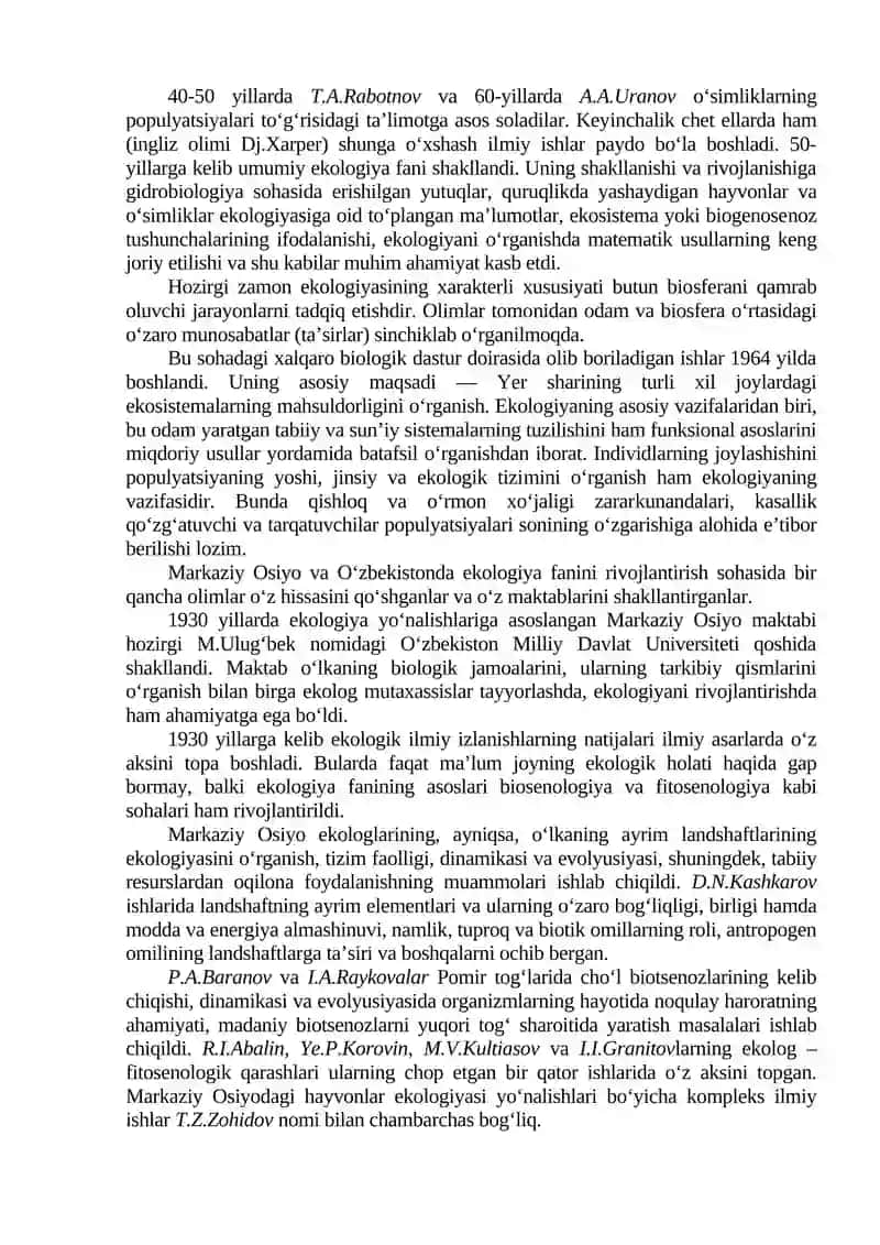 Ekologiya va atrof-muhit muhofazasi fanining predmeti, maqsadi va vazifalari 3