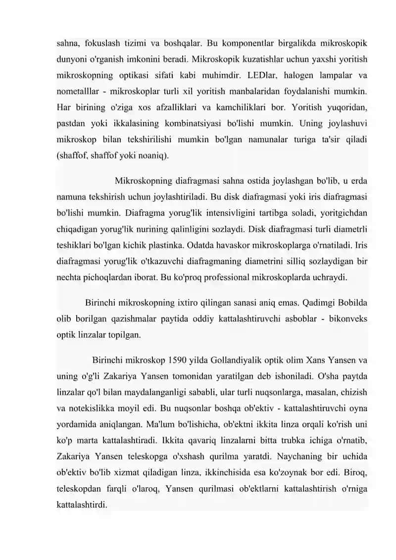 Mikroskopik texnikalarning rivojlanish tarixi 3