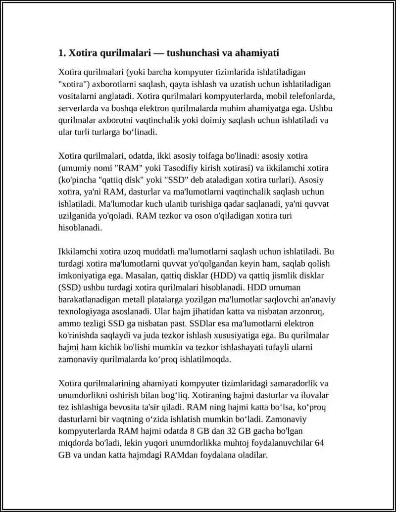 Xotira qurilmalari. Ularning turlari va vazifalari 3