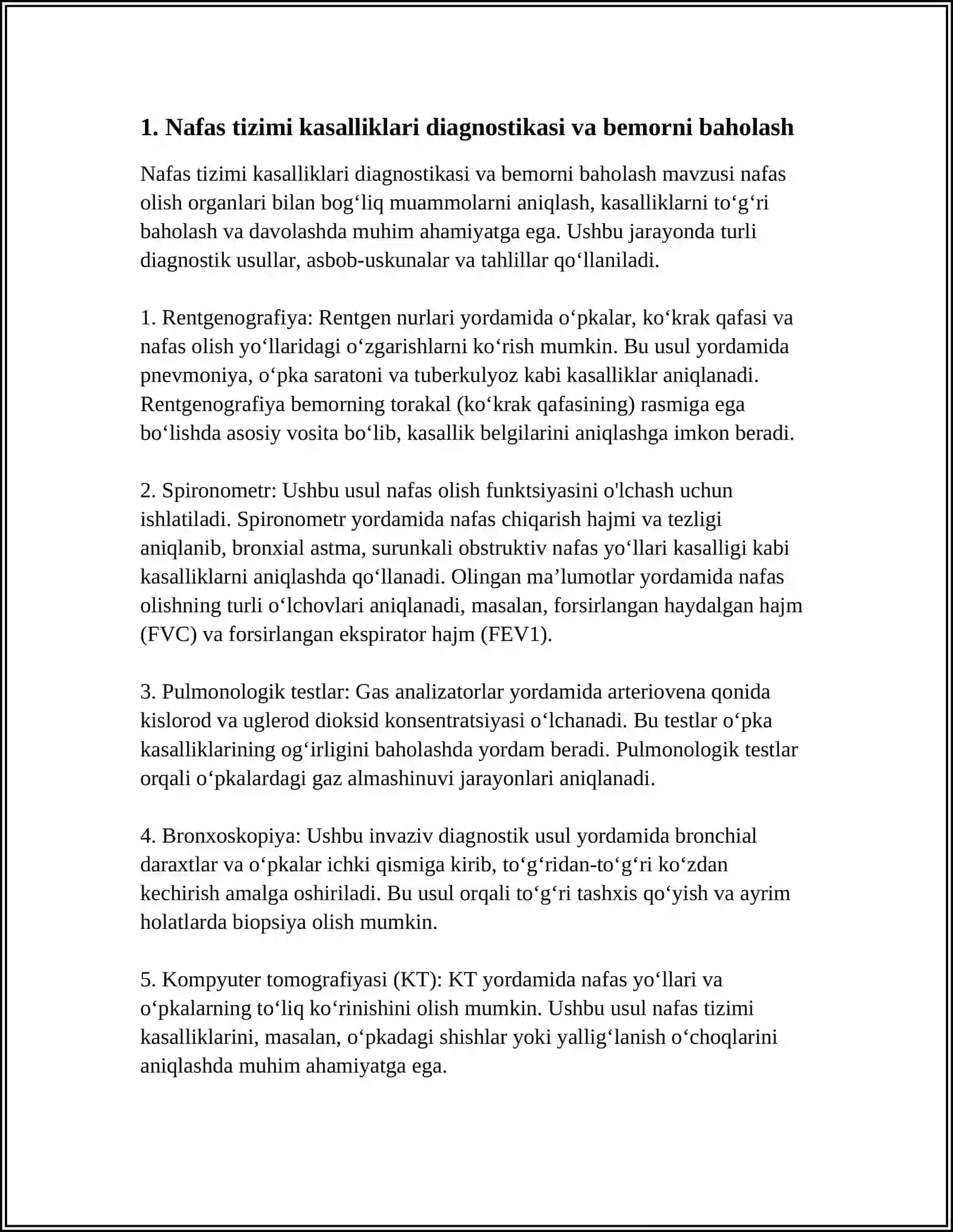 NAFAS TIZIMI KASALLIKLARI BILAN KASALLANGAN BEMORLARNING PARVARISHI VA ULARNING NAZORATI. KISLORODOTERAPIYA 3