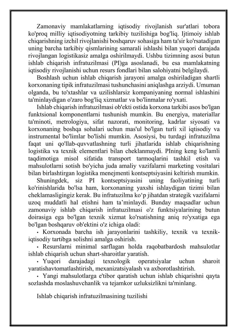 Chorvachilik sohasiga ishlab chiqarish infratuzimasi faoiyatini tashkil qilish ,uning ahamiyati va o’ziga xos xususiyatlari. 3