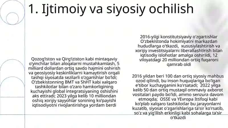 OʻZBEKISTON siyosiy tizimidagi oʻzgarishlar 3
