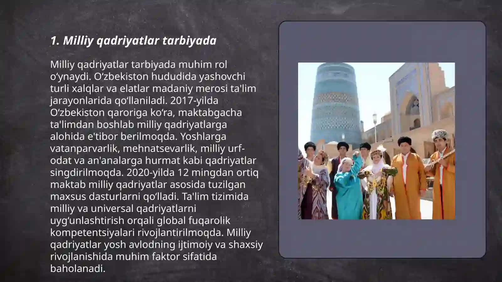 Tarbiyaning milliy va umuminsoniy qadriyatlar qamrovida boʻlishi 3