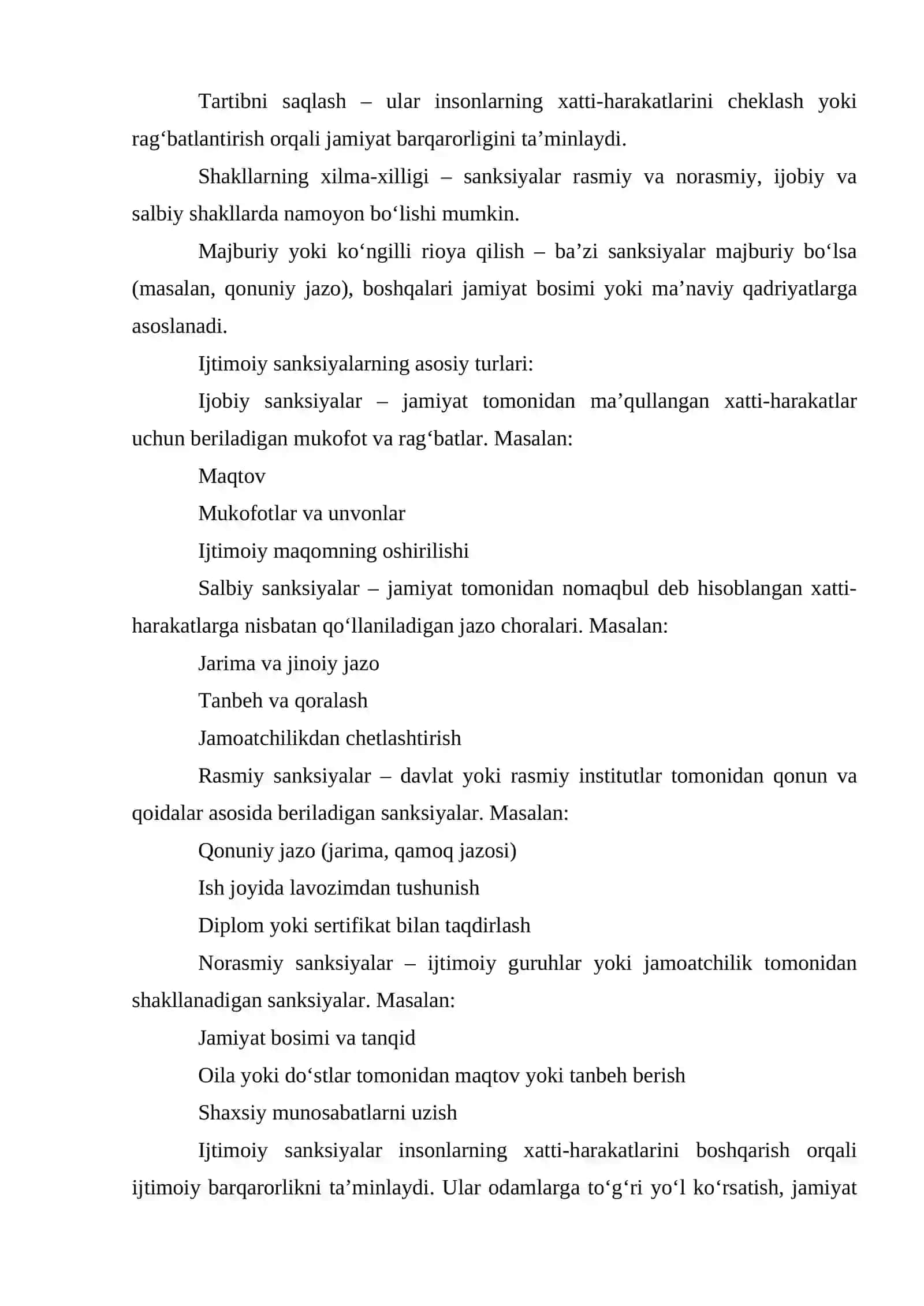 Ijtimoiy sanksiyalar ijtimoiy nazorat elementi sifatida 3