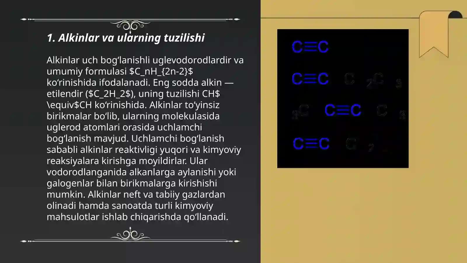 Alkinlar. Rezina va kauchuk 3