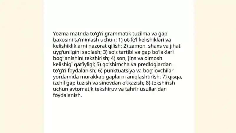 Yozma matnning toʻgʻrilik, aniqlik va mantiqiylik sifati 3
