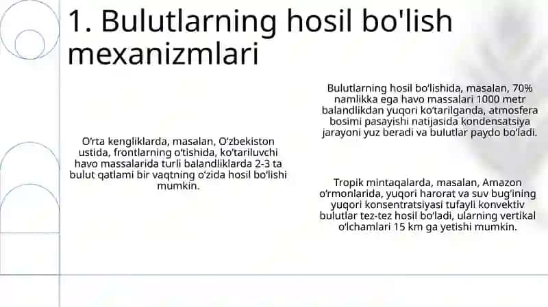 Bulutlar shaklini aniqlash va yoʻnalish tartibi. Bulutlar balandligini aniqlash. Bulutlar Atlasi 3