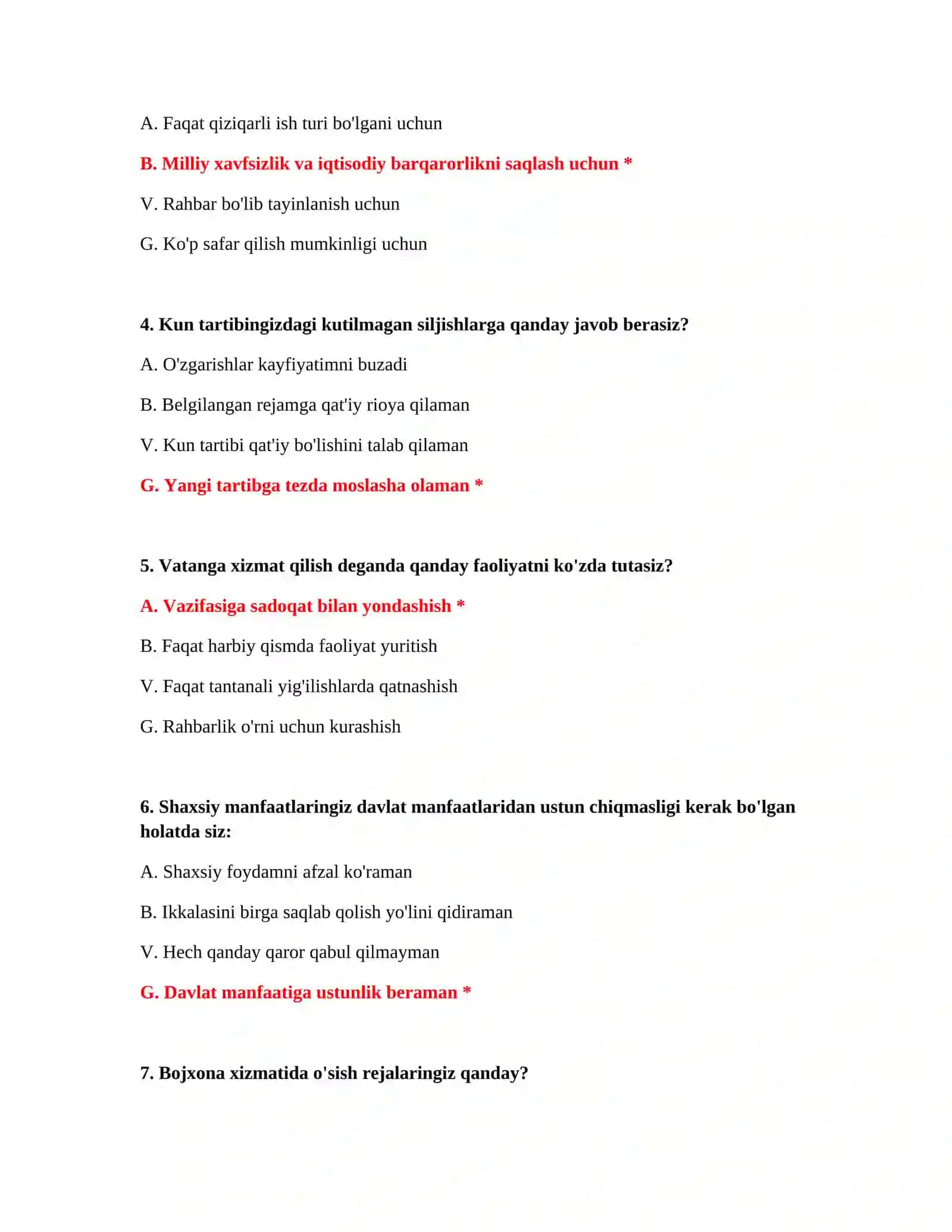BOJXONA AKADEMIYASI - SUHBAT UCHUN MANTIQIY TESTLAR 3