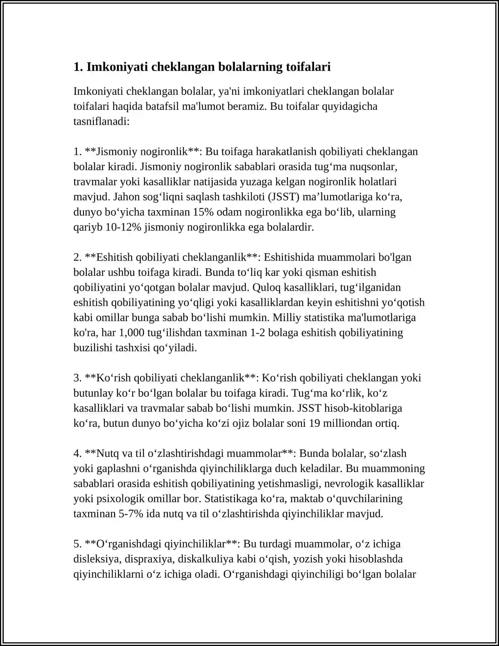 IMKONIYATI CHEKLANGAN BOLALAR TOIFALARI VA ULAR UCHUN O’ZBEKISTONDA TASHKIL ETILGAN TA’LIM TURLARI 3