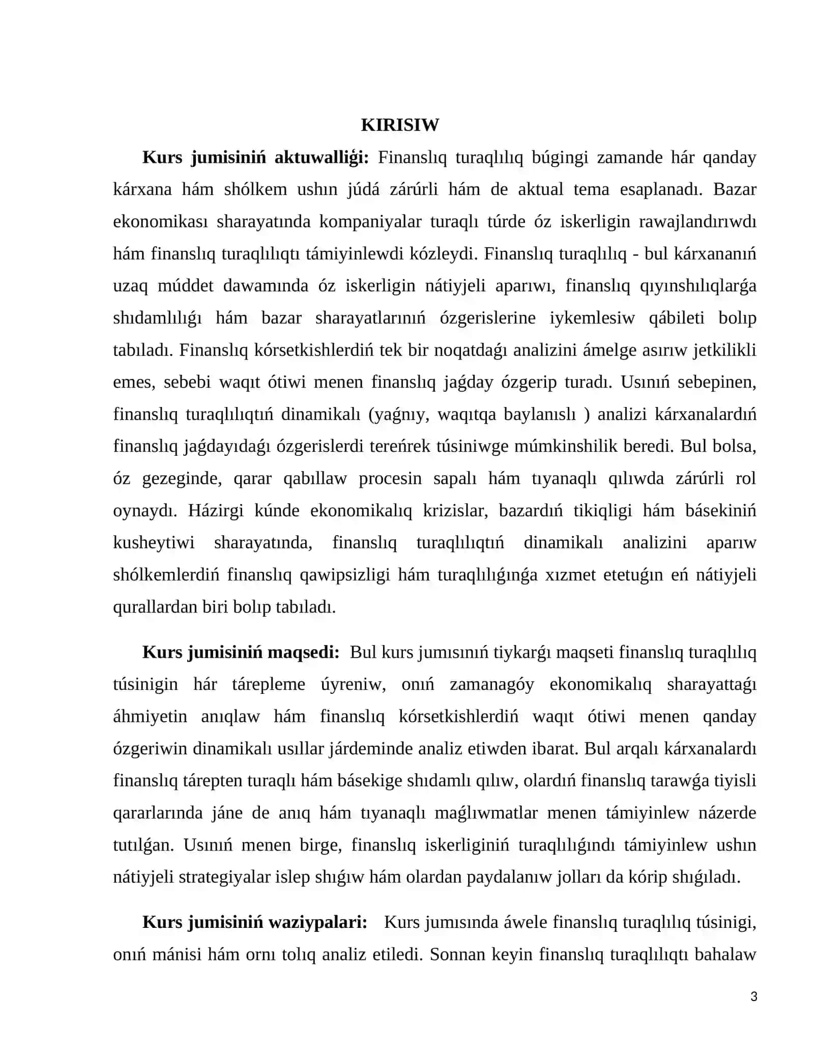Finanslıq turaqlılıqtıń dinamikalıq ózgeriwi 3