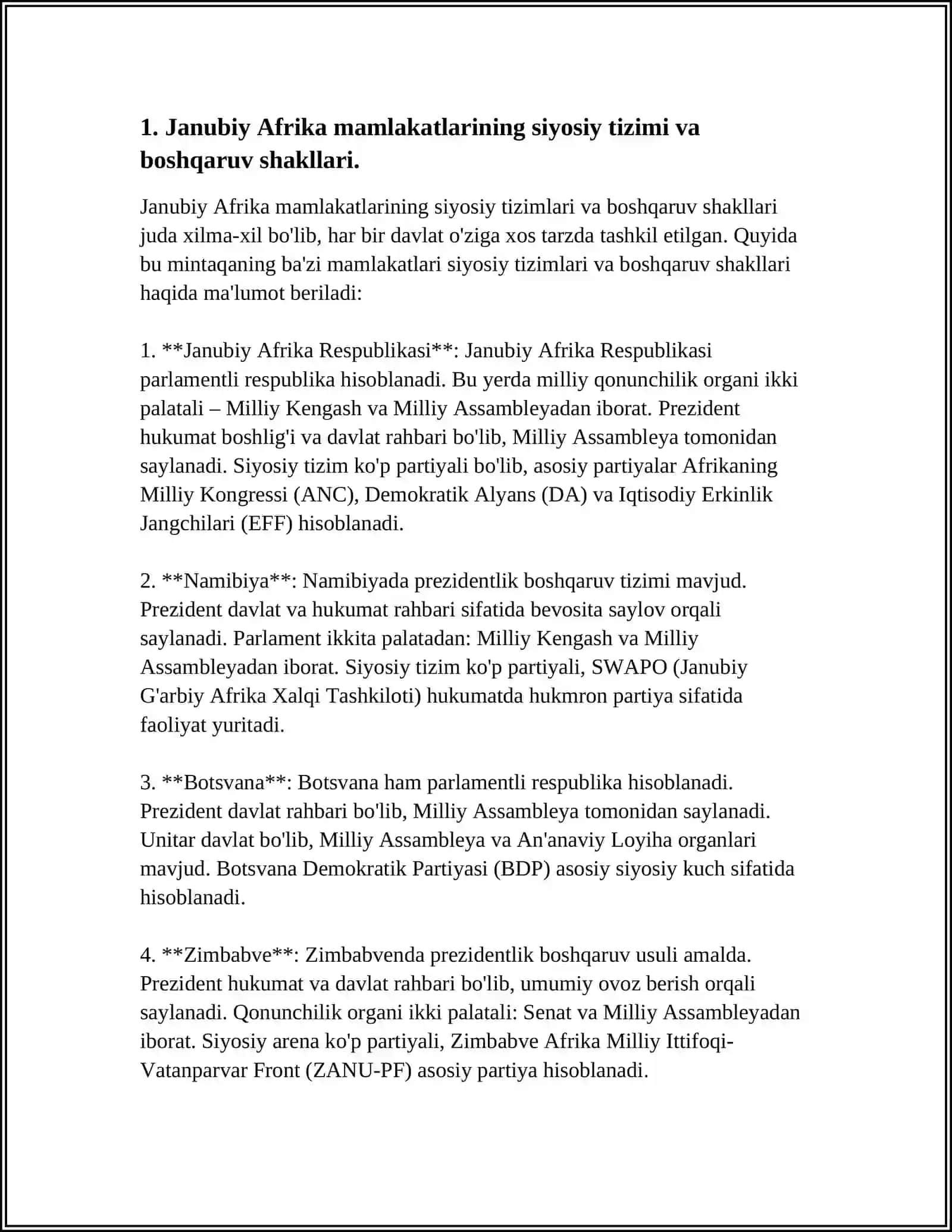 ÒZBEKISTON VA JAHON HAMJAMIYATI JANUBIY AFRIKA MAMLAKATLARI MISOLIDA 3