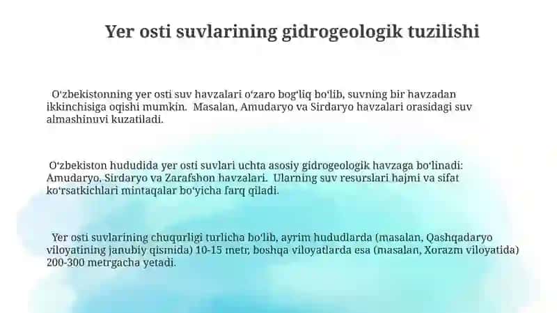 Yer osti suvlari va ularning geografik tarqalishi 3