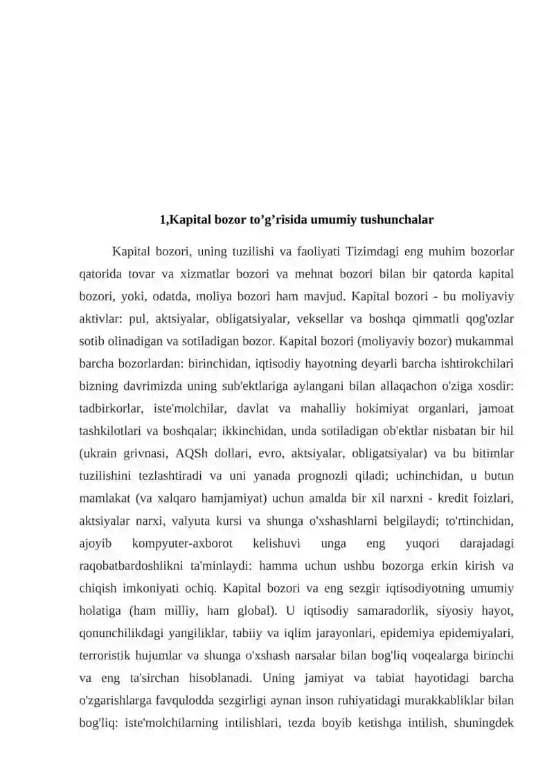 Kapital bozori va investitsiyalar samaradorligini baholash usullari. 3